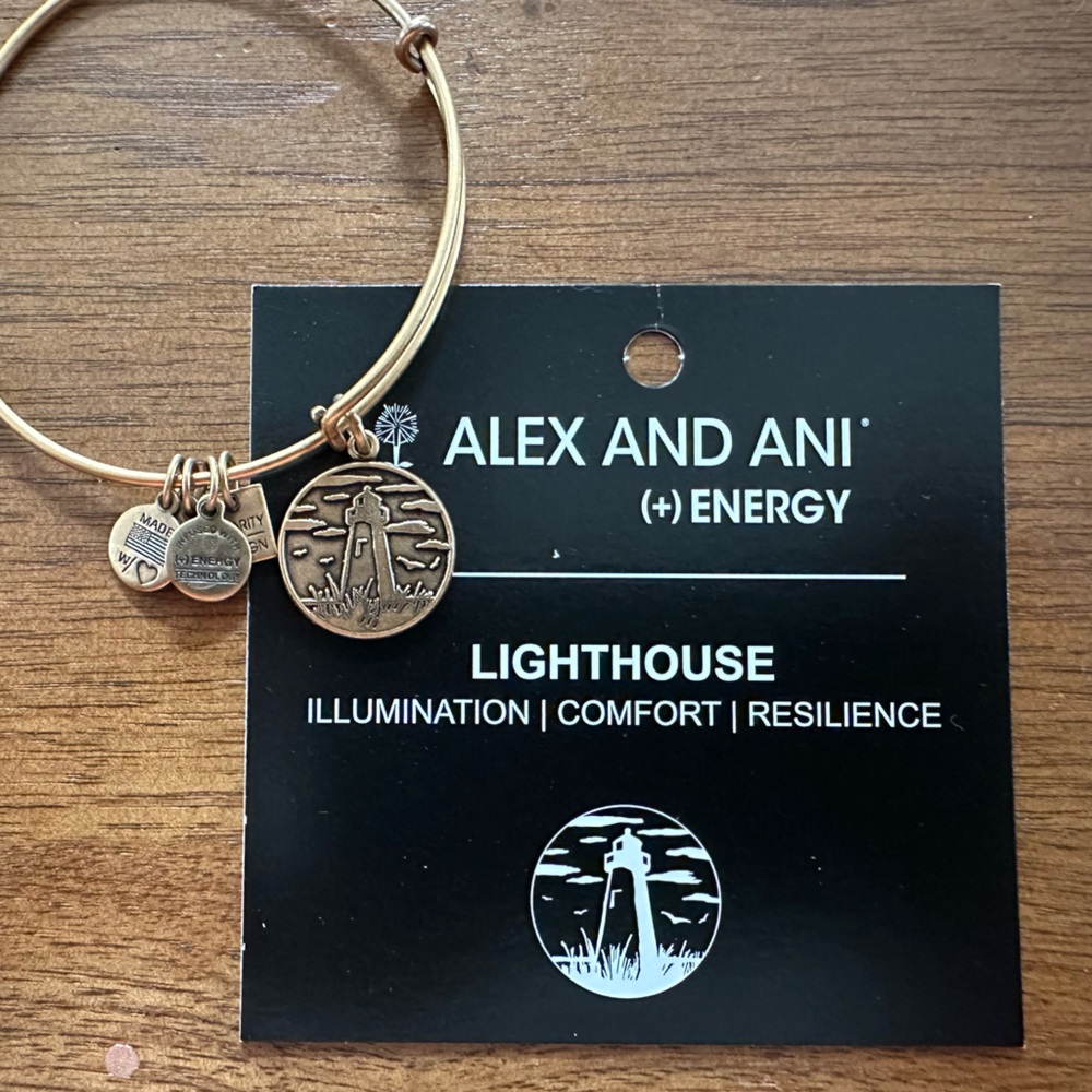 Alex and Ani Vintage 2013 Russian Gold “Lighthouse” expandable Charm Bracelet
